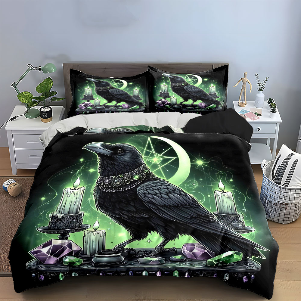 Candle. Queen - Conjunto de Cama com Tema Corvo
